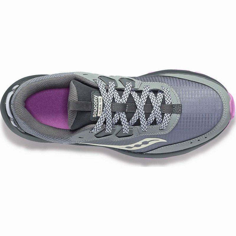 Women's Saucony Aura TR Trail Running Shoes Grey / Purple | SG S82365-B15