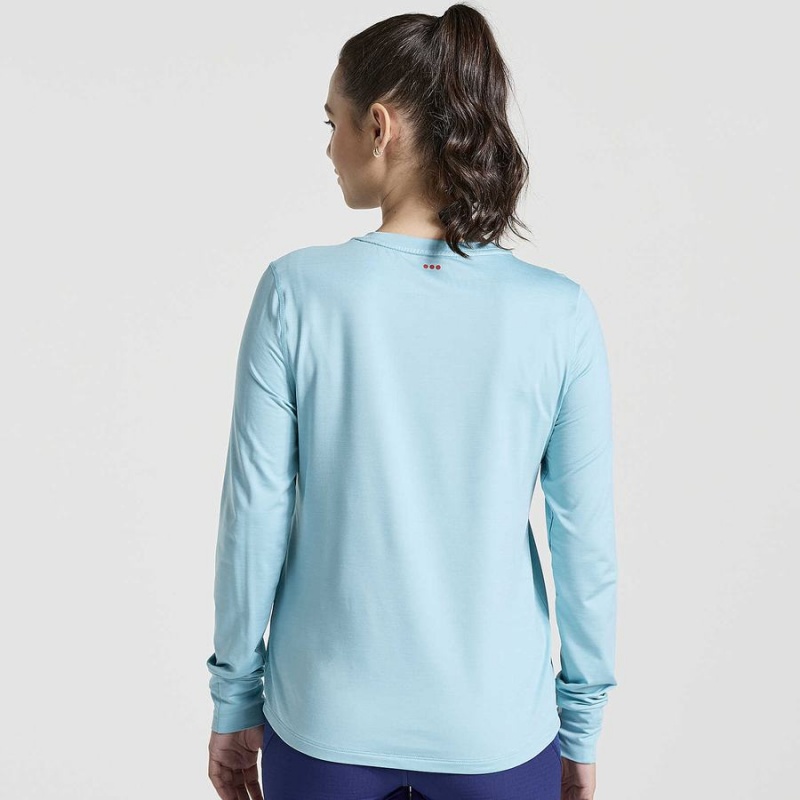 Women's Saucony Boulder Baselayer Tops Blue | SG S23870-B78