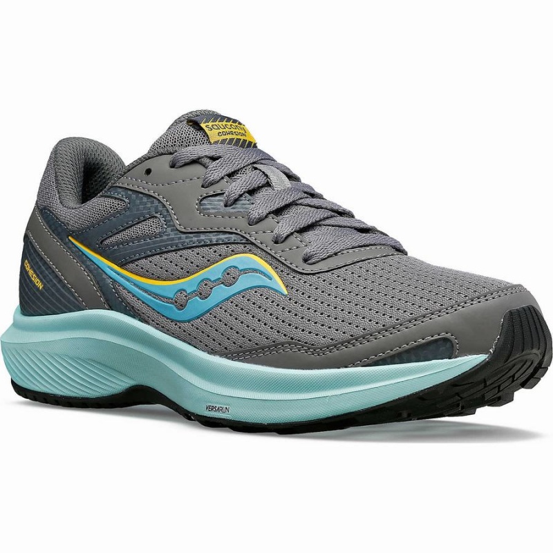 Women's Saucony Cohesion 16 Walking Shoes Grey / Turquoise | SG S04965-G07