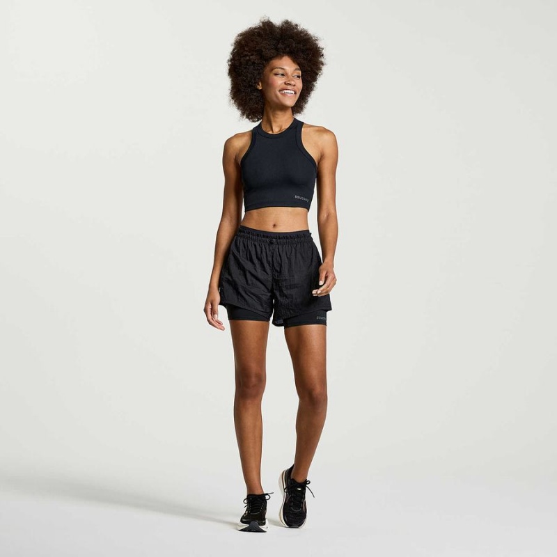 Women's Saucony Elevate Crop Tops Black | SG S28715-S79