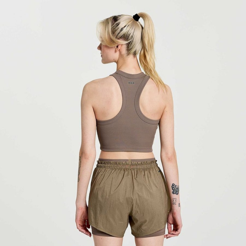 Women's Saucony Elevate Crop Tops Brown | SG S56942-A74