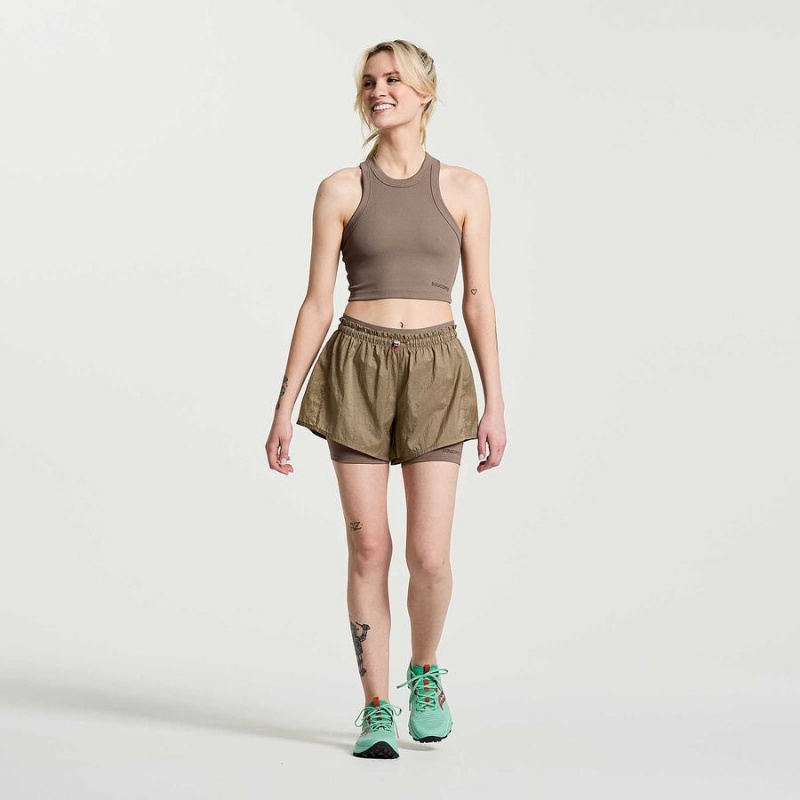 Women's Saucony Elevate Crop Tops Brown | SG S56942-A74