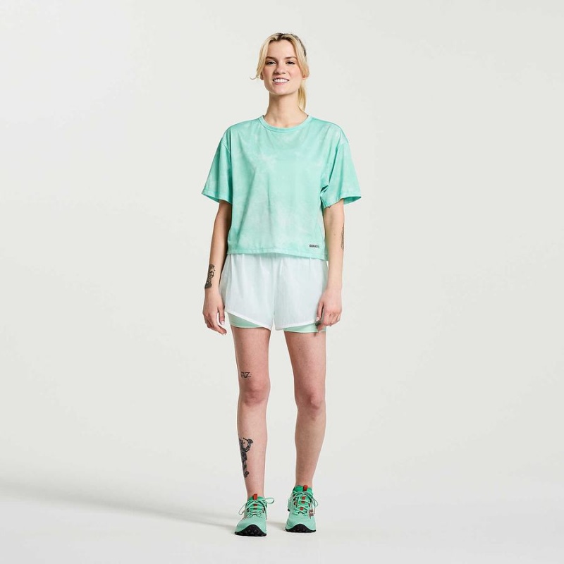 Women's Saucony Elevate Short Sleeve T Shirts Turquoise | SG S81250-U67