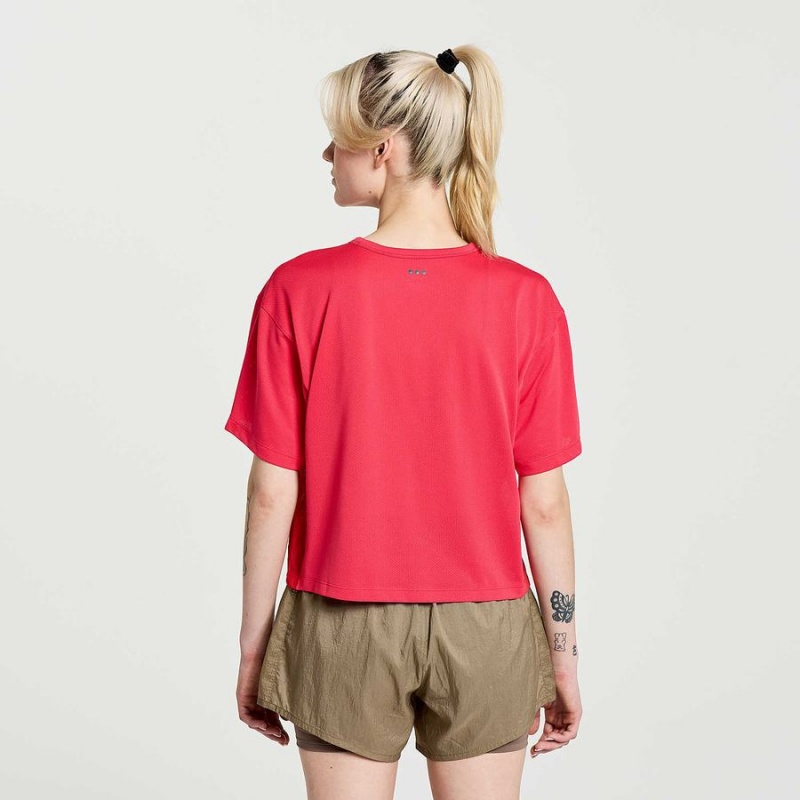 Women's Saucony Elevate Short Sleeve T Shirts Rose | SG S78694-P21