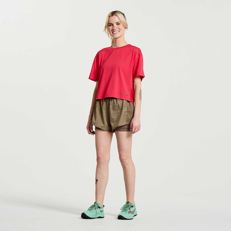 Women's Saucony Elevate Short Sleeve T Shirts Rose | SG S78694-P21