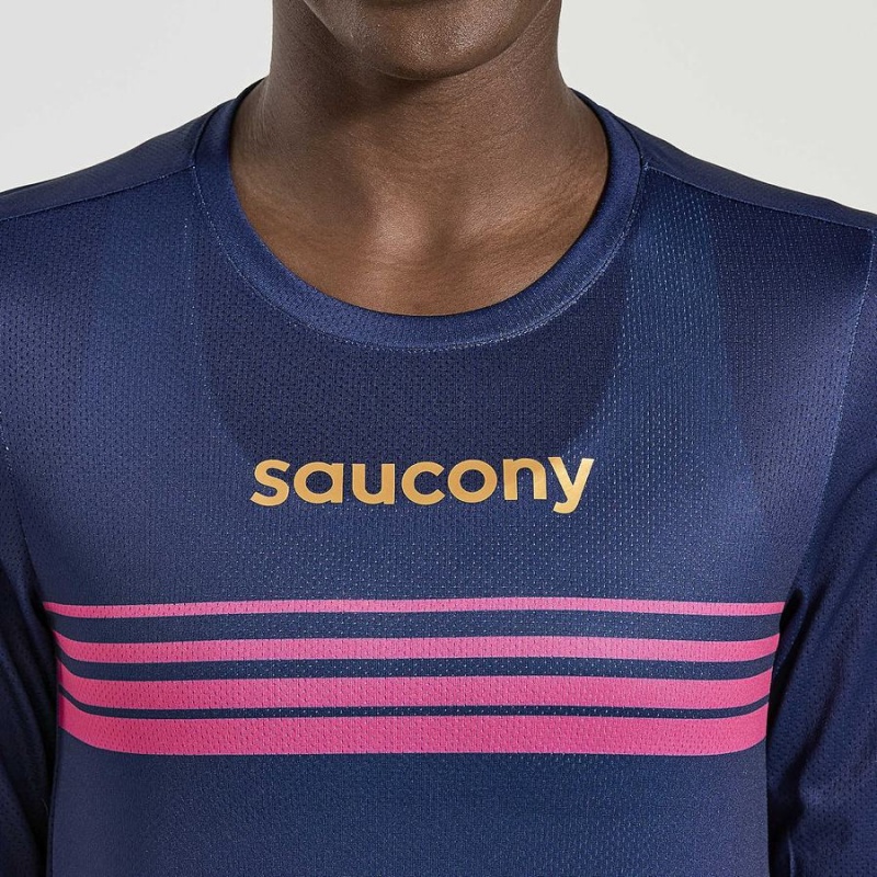 Women's Saucony Elite Long Sleeve T Shirts Navy | SG S81259-M51