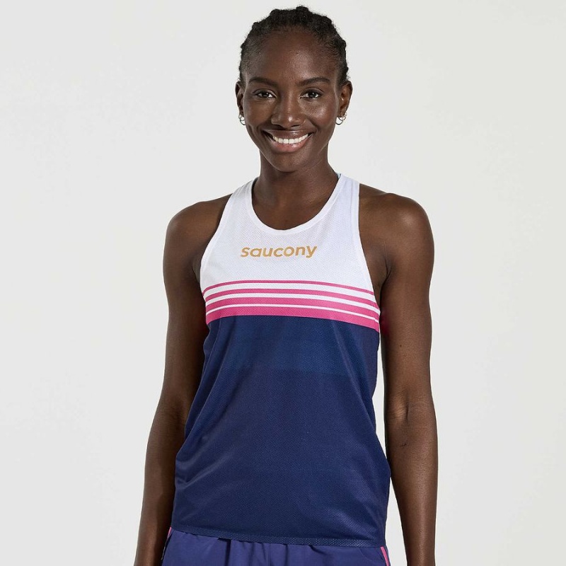 Women\'s Saucony Elite Singlet Tank Top Navy | SG S09768-C49