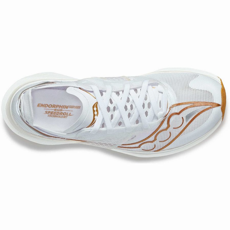 Women's Saucony Endorphin Elite Running Shoes White / Gold | SG S37415-K86