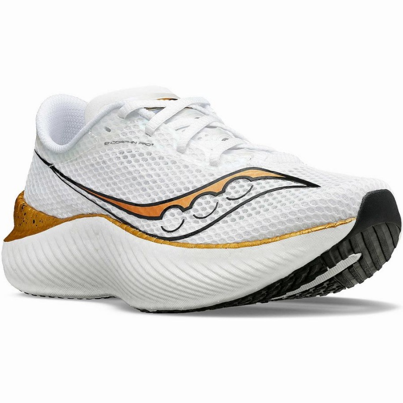 Women's Saucony Endorphin Pro 3 Running Shoes White / Gold | SG S31874-W93