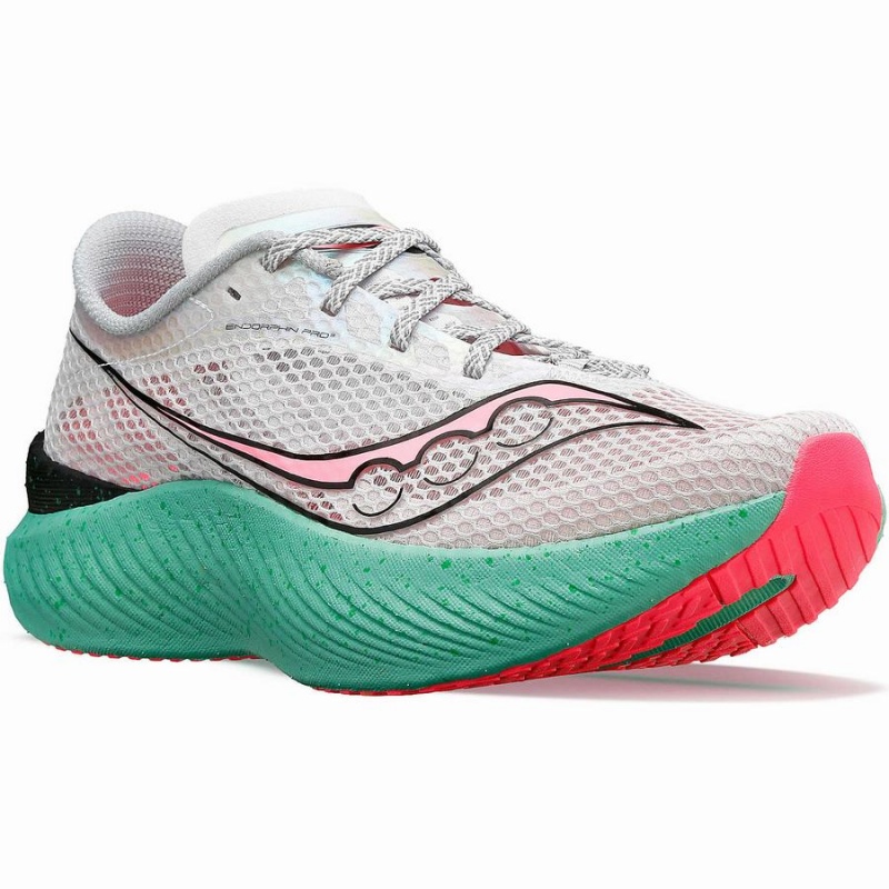 Women's Saucony Endorphin Pro 3 Running Shoes White / Pink | SG S69385-Z90