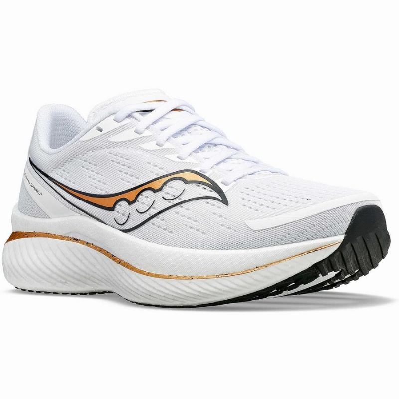 Women's Saucony Endorphin Speed 3 Running Shoes White / Gold | SG S96458-W80