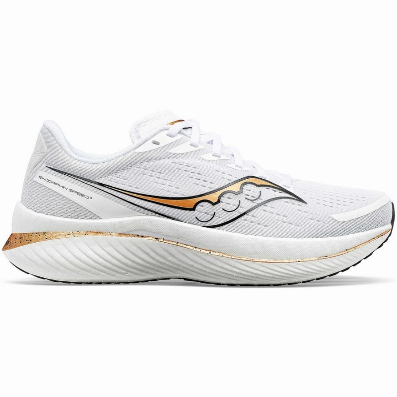 Women\'s Saucony Endorphin Speed 3 Running Shoes White / Gold | SG S96458-W80