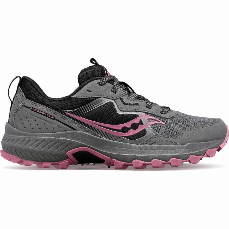 Women\'s Saucony Excursion TR16 Trail Running Shoes Grey / Rose | SG S93816-M07