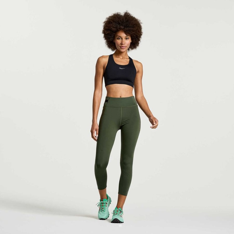 Women's Saucony Explorer Utility Crop Tight Dark Green | SG S10426-B61