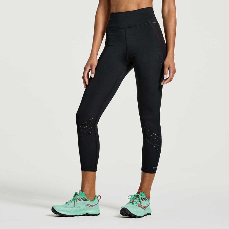 Women's Saucony Explorer Utility Crop Tight Black | SG S26983-N20