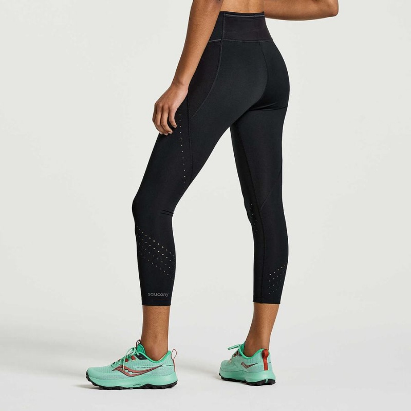 Women's Saucony Explorer Utility Crop Tight Black | SG S26983-N20