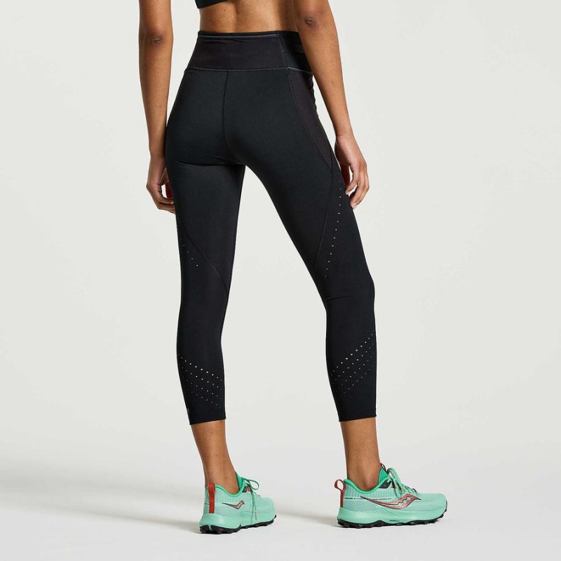 Women's Saucony Explorer Utility Crop Tight Black | SG S26983-N20