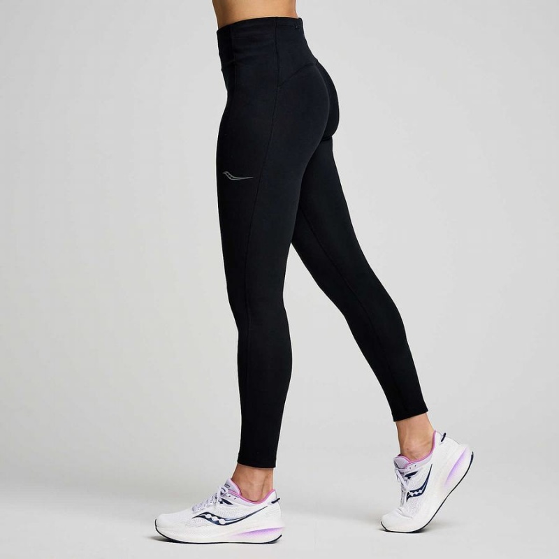 Women's Saucony Fortify 7/8 Tight Black | SG S34627-L32