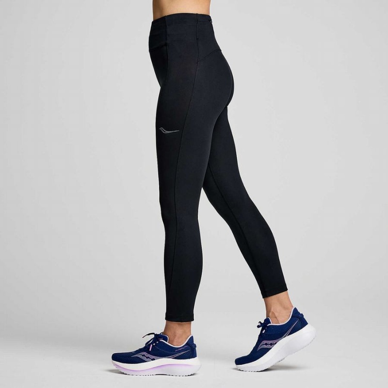 Women's Saucony Fortify Crop Tight Black | SG S82356-P59