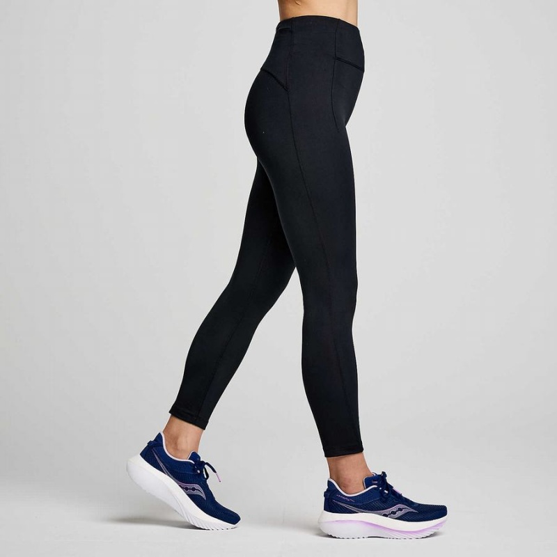 Women's Saucony Fortify Crop Tight Black | SG S82356-P59