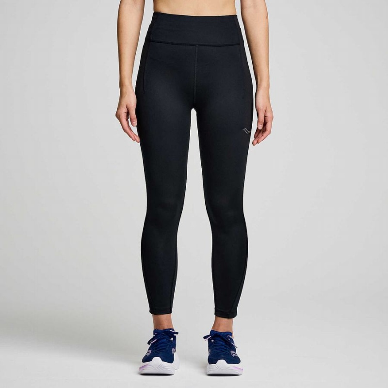 Women\'s Saucony Fortify Crop Tight Black | SG S82356-P59