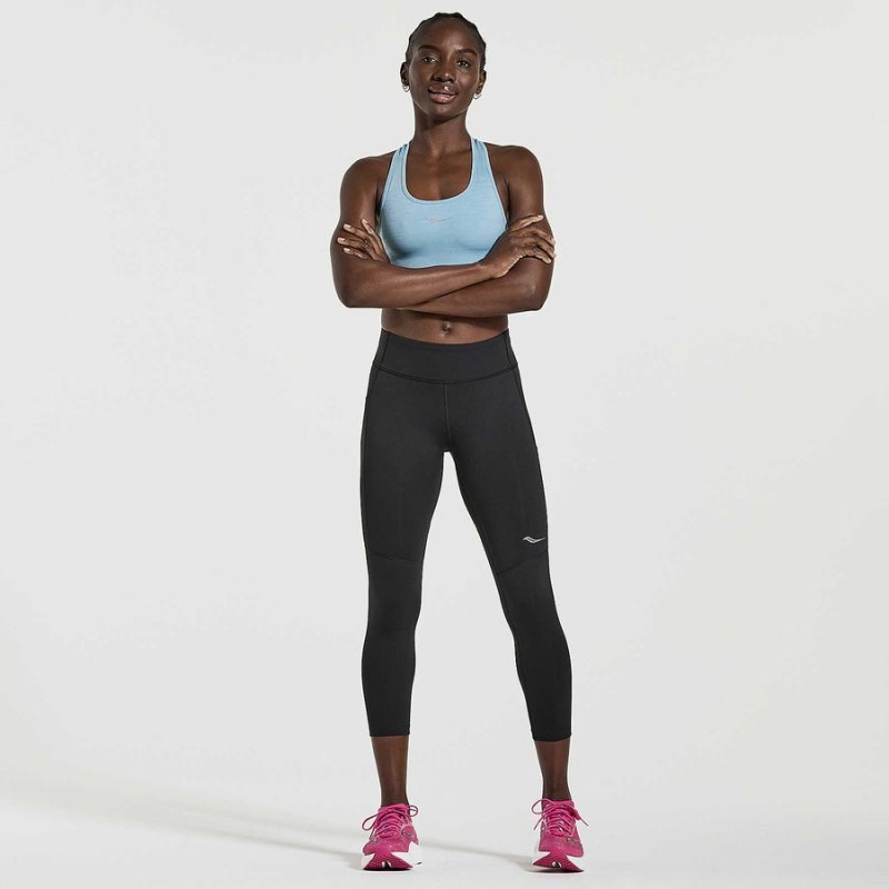 Women's Saucony Fortify Crop Tight Black | SG S30746-N23