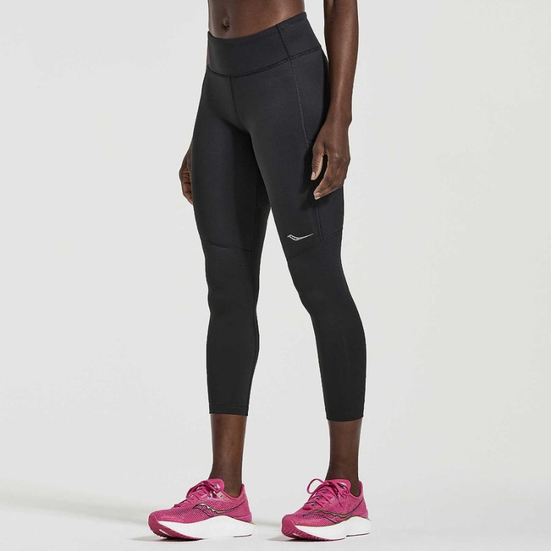 Women\'s Saucony Fortify Crop Tight Black | SG S30746-N23