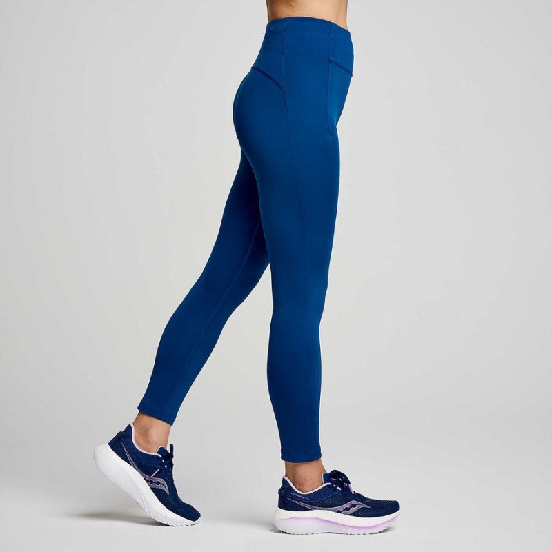 Women's Saucony Fortify Crop Tight Indigo | SG S96170-U87