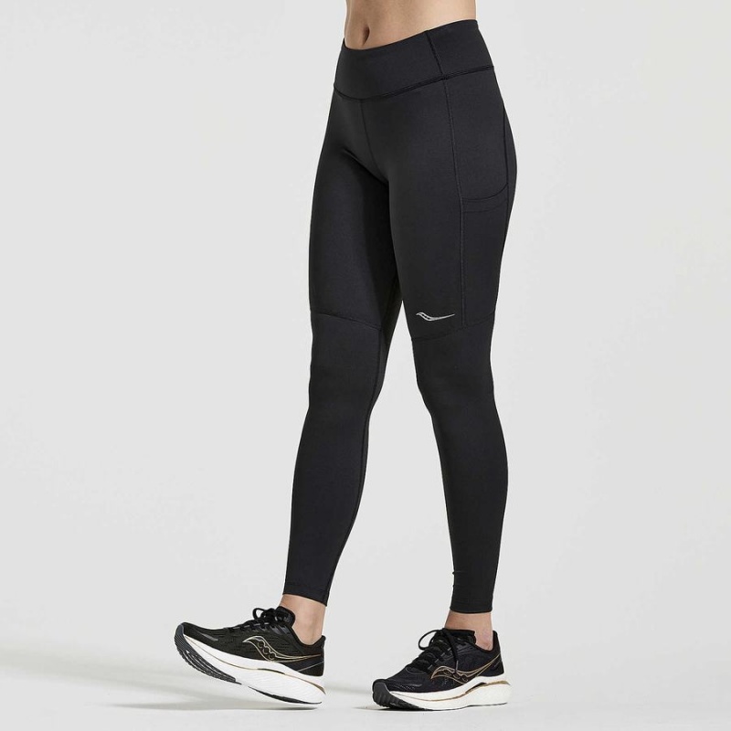 Women\'s Saucony Fortify Tight Black | SG S31079-B86