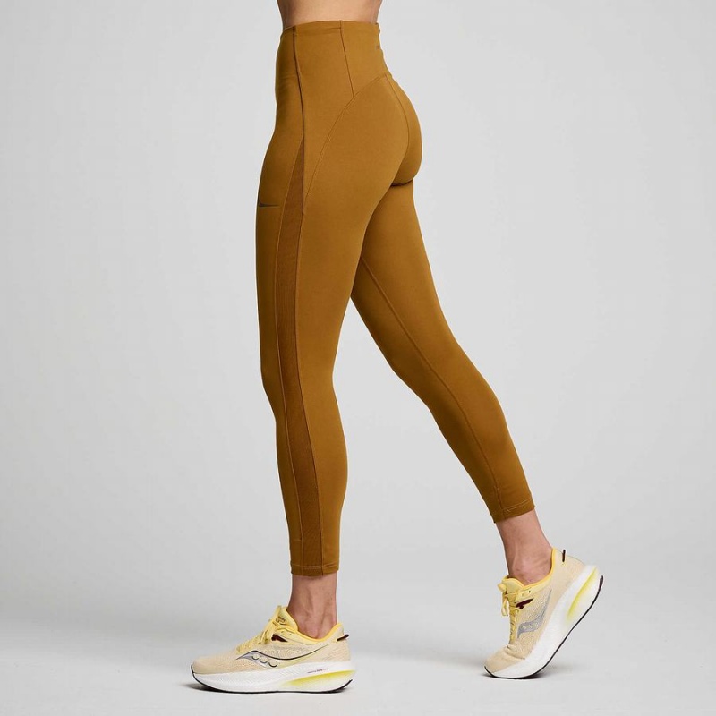 Women's Saucony Fortify Viz Tight Brown | SG S01236-K73