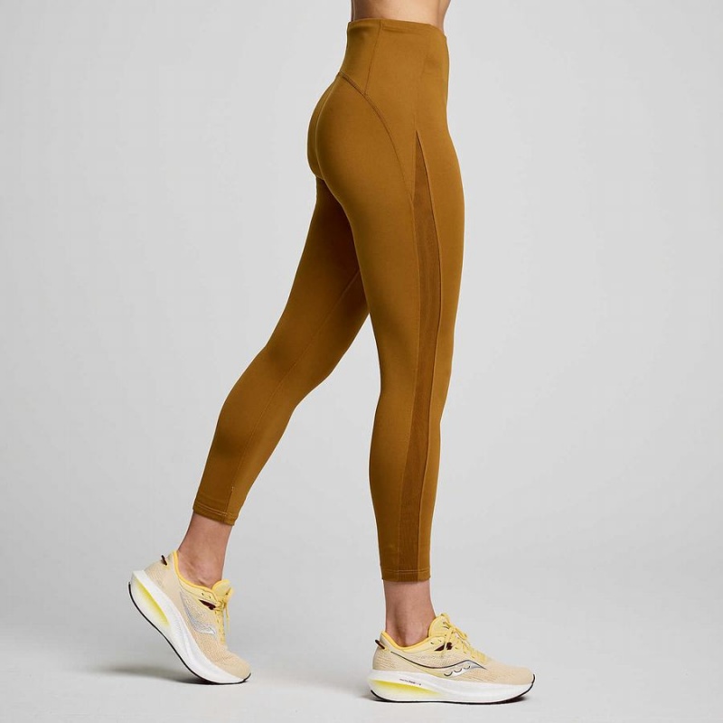 Women's Saucony Fortify Viz Tight Brown | SG S01236-K73