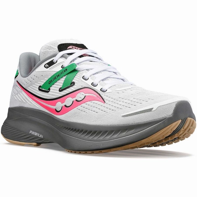 Women's Saucony Guide 16 Running Shoes White / Grey | SG S36145-G25