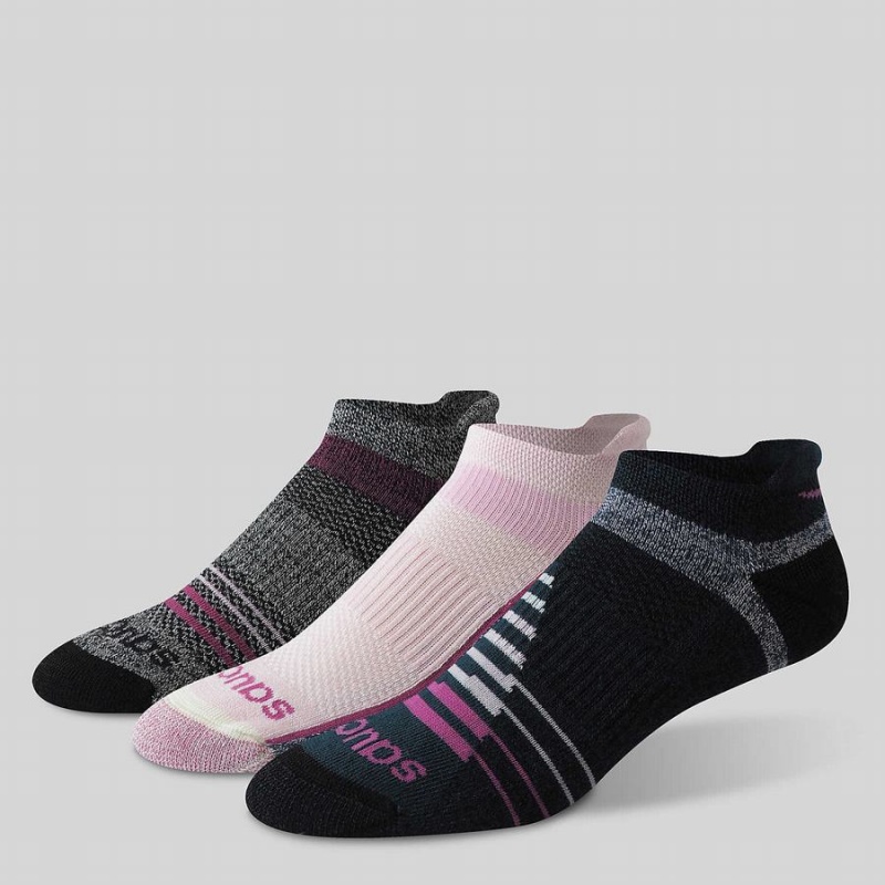 Women\'s Saucony Inferno Merino Wool Blend No Show 3-Pack Socks Pink | SG S49312-T18