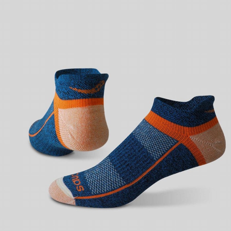 Women's Saucony Inferno Merino Wool Blend No Show 3-Pack Socks Orange / Blue | SG S98527-Y04