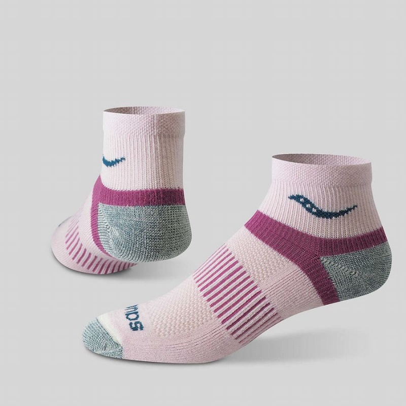 Women's Saucony Inferno Merino Wool Blend Quarter 3-Pack Socks Pink | SG S25086-P74