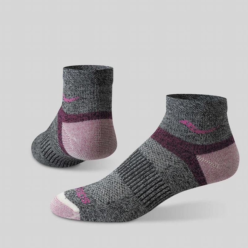 Women's Saucony Inferno Merino Wool Blend Quarter 3-Pack Socks Pink | SG S25086-P74