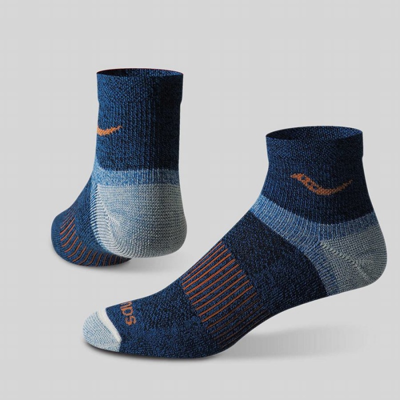 Women's Saucony Inferno Merino Wool Blend Quarter 3-Pack Socks Blue | SG S57249-X51