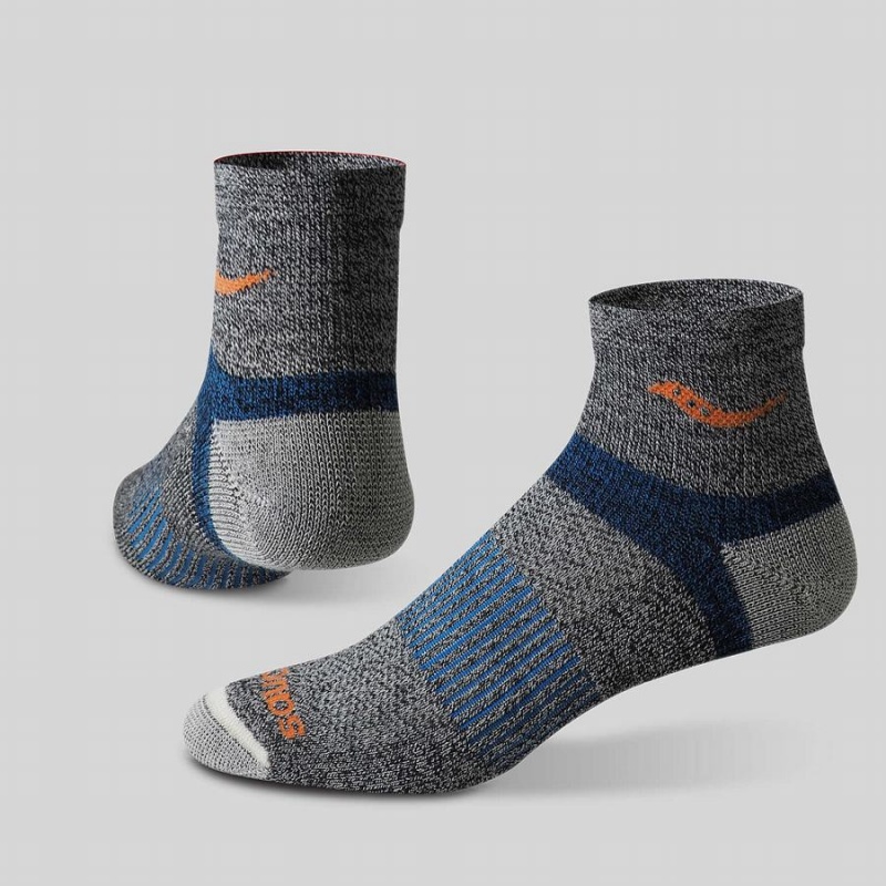 Women's Saucony Inferno Merino Wool Blend Quarter 3-Pack Socks Blue | SG S57249-X51