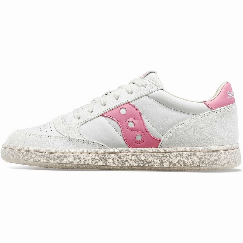 Women's Saucony Jazz Court Premium Sneakers White / Pink | SG S74610-K59