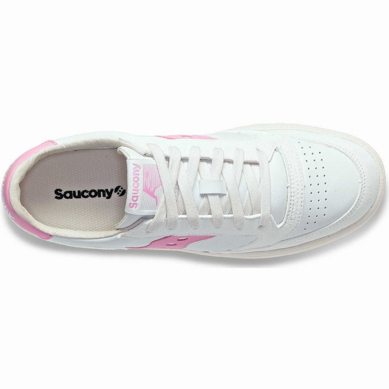 Women's Saucony Jazz Court Premium Sneakers White / Pink | SG S74610-K59