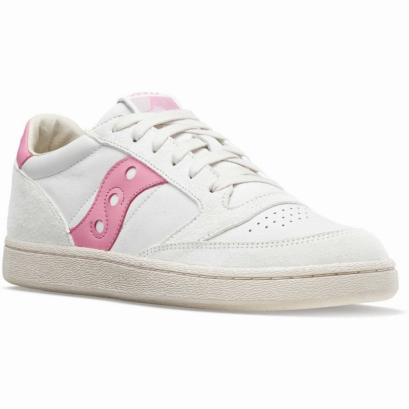 Women's Saucony Jazz Court Premium Sneakers White / Pink | SG S74610-K59