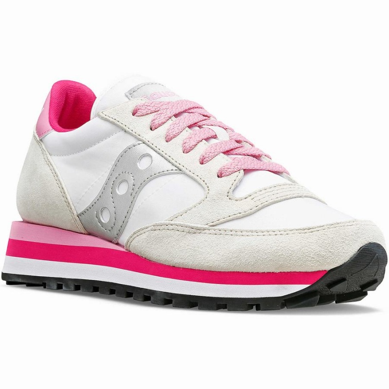 Women's Saucony Jazz Triple Sneakers White / Grey / Pink | SG S87624-B36