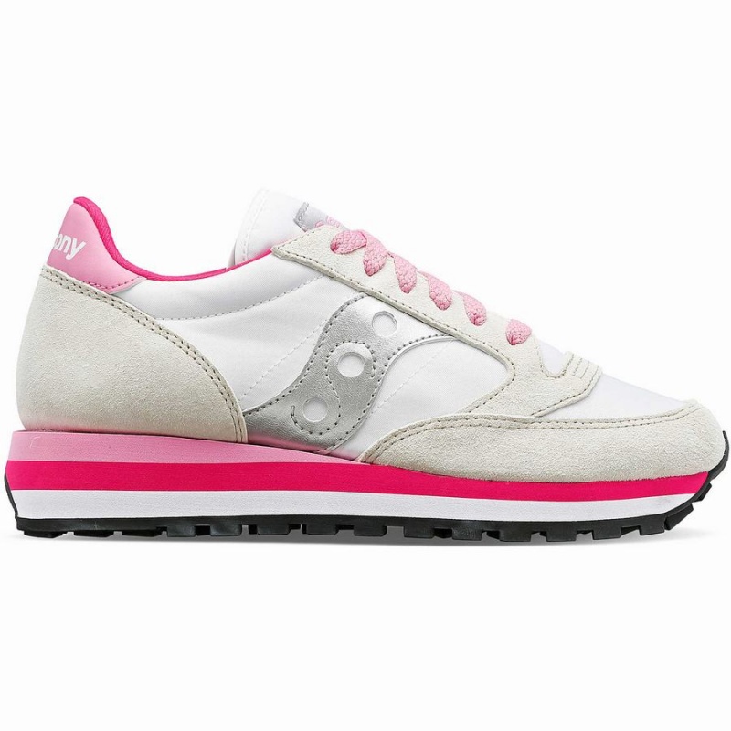 Women\'s Saucony Jazz Triple Sneakers White / Grey / Pink | SG S87624-B36