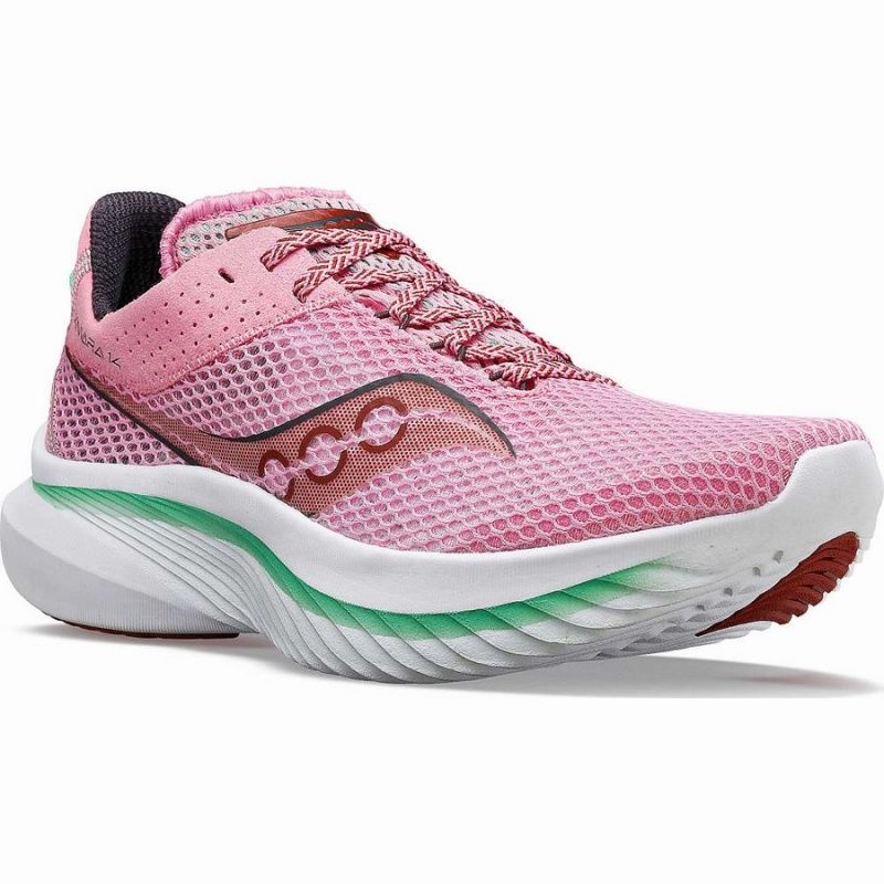 Women's Saucony Kinvara 14 Running Shoes Pink / Green | SG S35612-M97