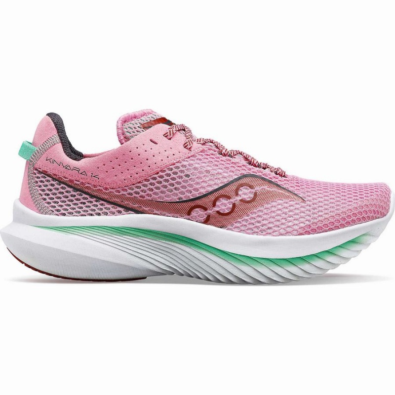 Women\'s Saucony Kinvara 14 Running Shoes Pink / Green | SG S35612-M97