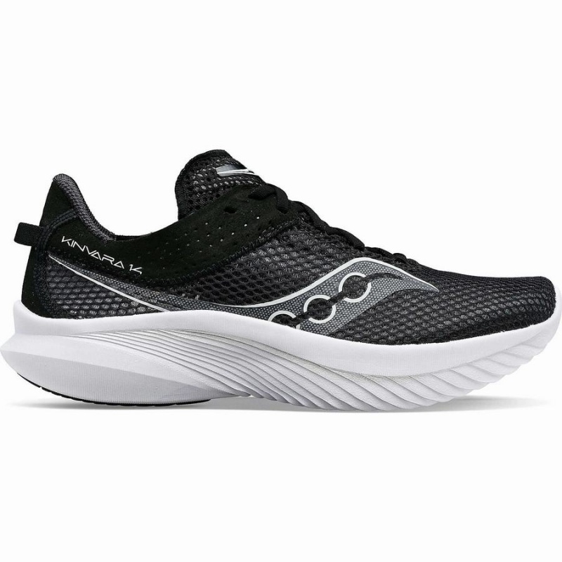 Women\'s Saucony Kinvara 14 Wide Running Shoes Black / White | SG S71835-N70