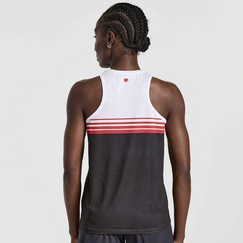 Women's Saucony NYC Stopwatch Singlet Tank Top White / Black | SG S23491-L48