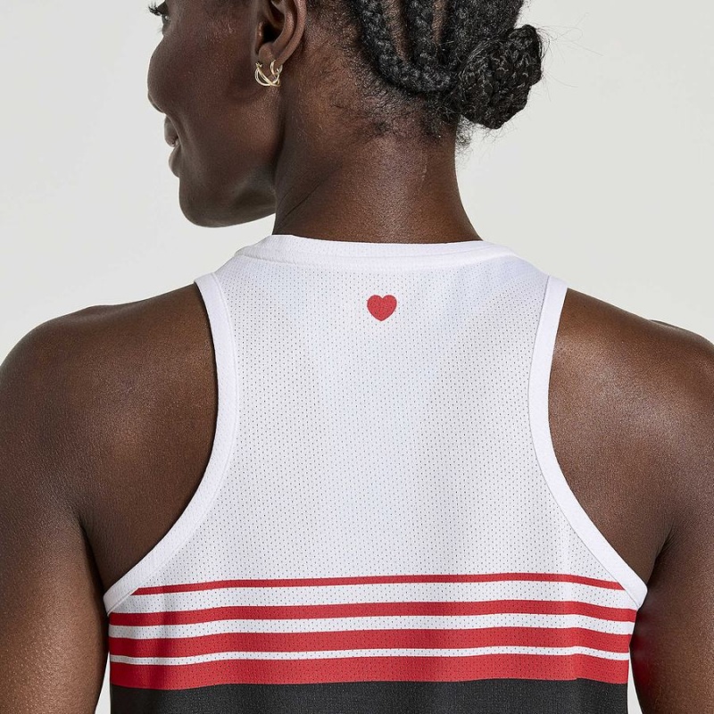 Women's Saucony NYC Stopwatch Singlet Tank Top White / Black | SG S23491-L48