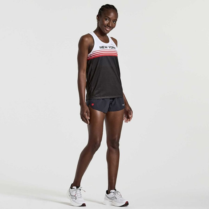 Women's Saucony NYC Stopwatch Singlet Tank Top White / Black | SG S23491-L48