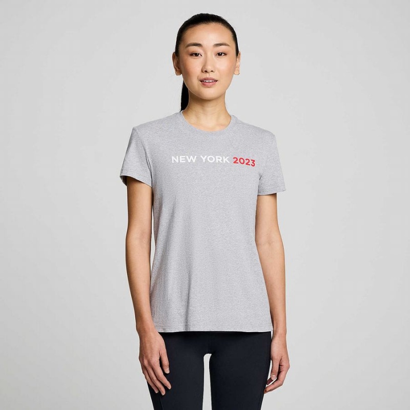 Women's Saucony New York Rested T Shirts Grey | SG S14637-D27